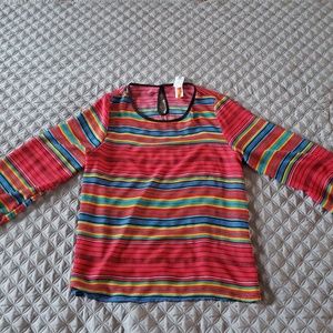 Burgundy yellow mint plus size blouse